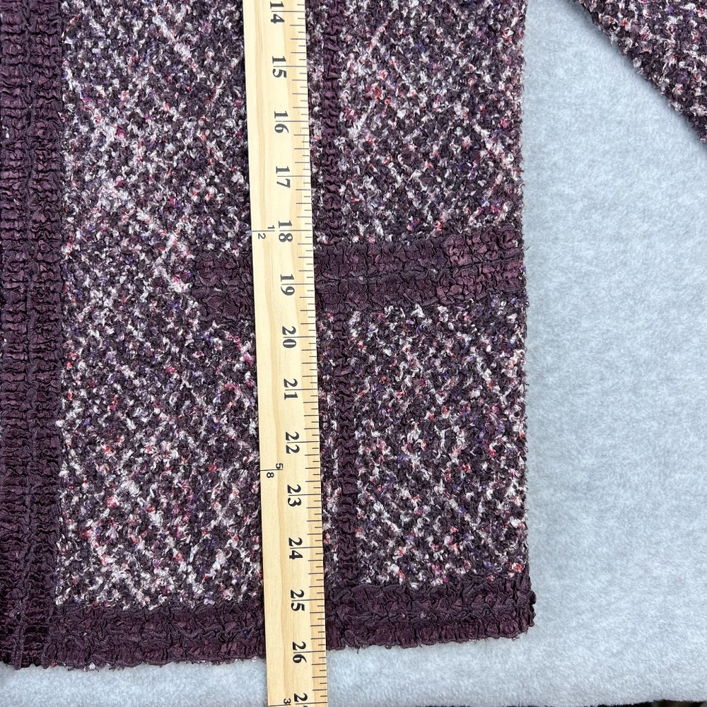 Chicos Travelers Open Cardigan Jacket Plum Burgundy Women 12-14 L Lagenlook Fall - Picture 11 of 14